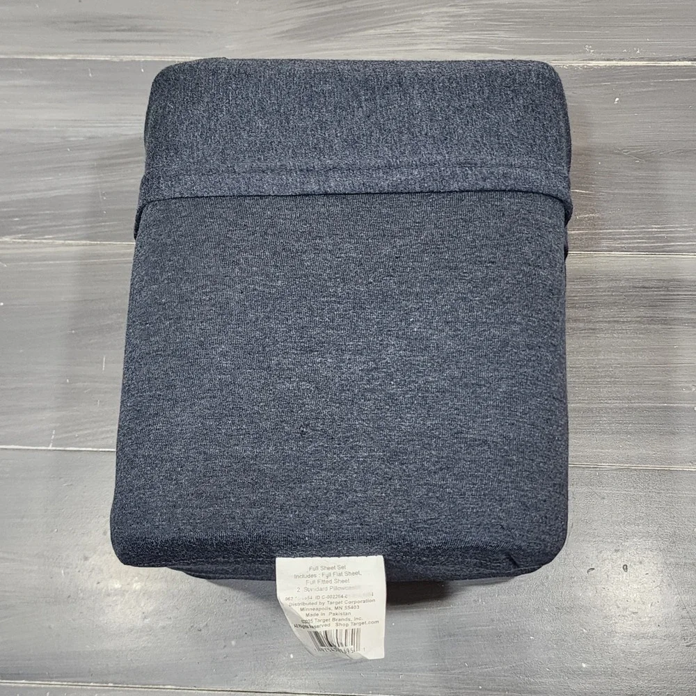 Threshold Full Sheet Set 4 Piece Heather Blue Jersey Knit Bedding Set